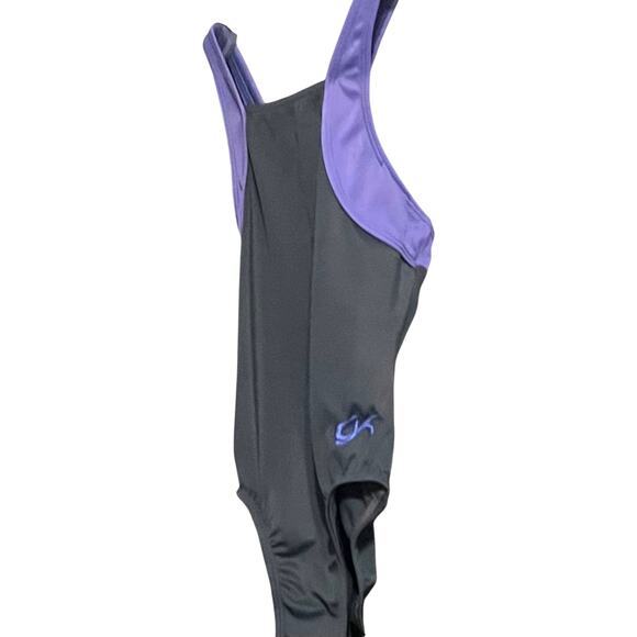 GK ELITE RND NECK RACERBACK GYMNASTIC, DANCE LEOTARD, GIRL, M, SMOKEY GREY PURP - Picture 3 of 11